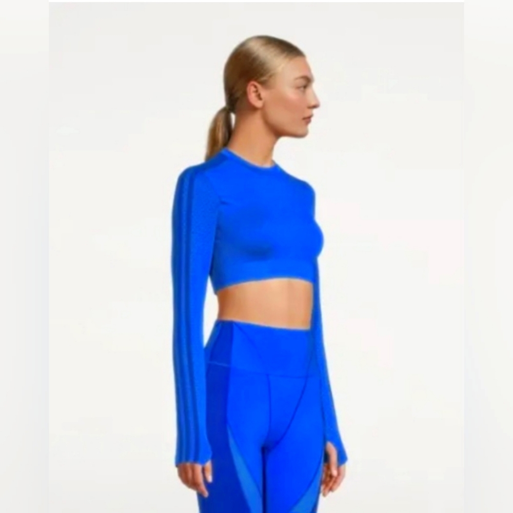 Adidas x Ivy Park HD5376 Long Sleeve Crop Top Glory Blue